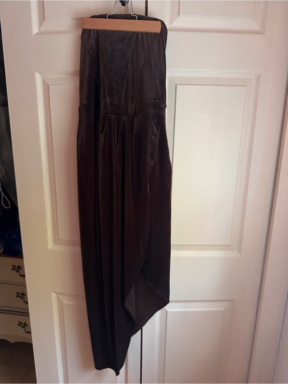 Express Brown Velvet Strapless Corset Midi Dress Size M